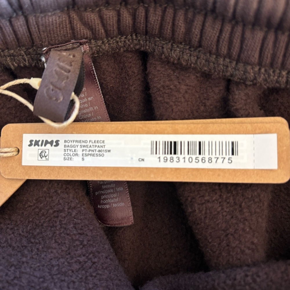 SKIMS Boyfriend Fleece Baggy Sweatpant in Espresso Size Small - Picture 16 of 16